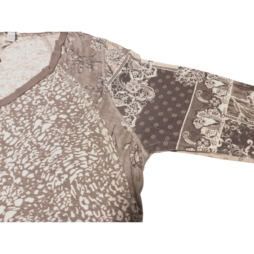 Cato Womens 18/20 Gray White T Shirt Dress V-neck Animal‎ Print Floral Casual